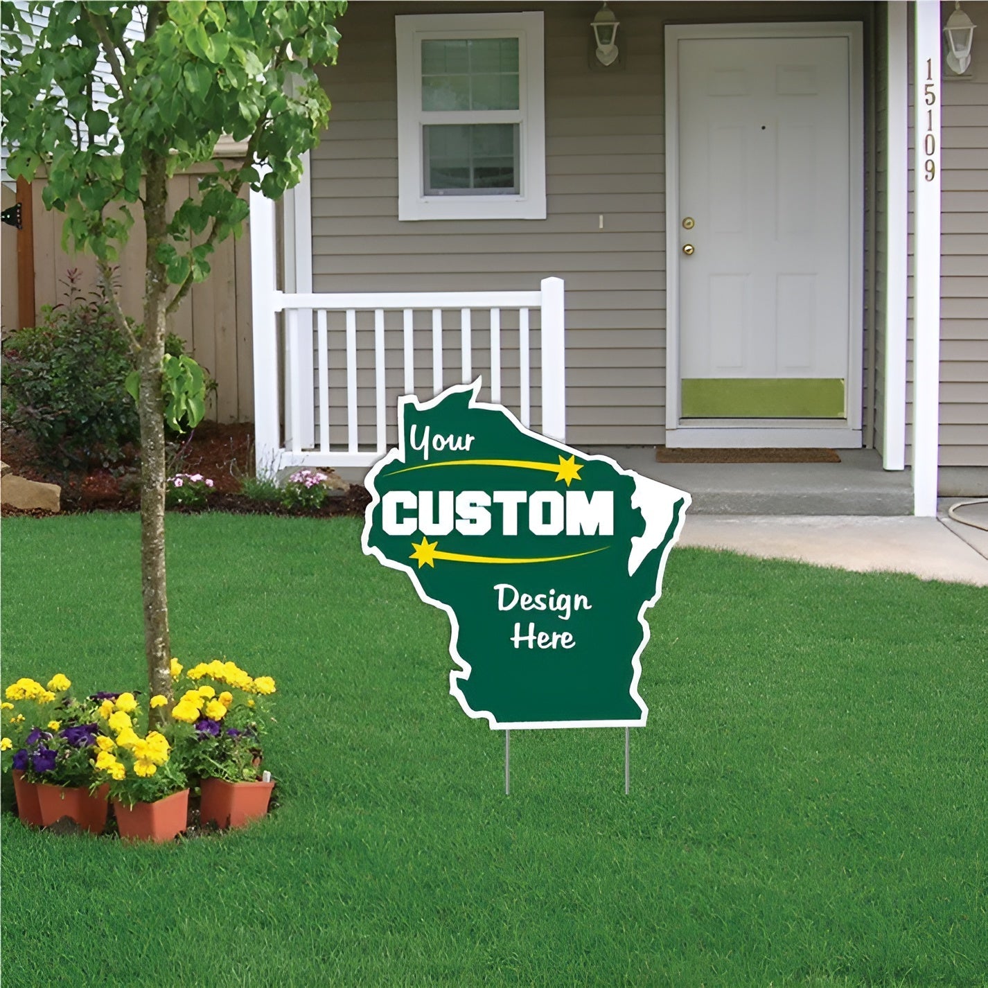 Custom 2'x2' Wisconsin Shaped Yard Sign for Business & Campaigns ...