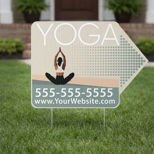 Custom Yoga Directional Yard Signs – 23"x17" | 10 - Pack | 20 EZ Stakes Included