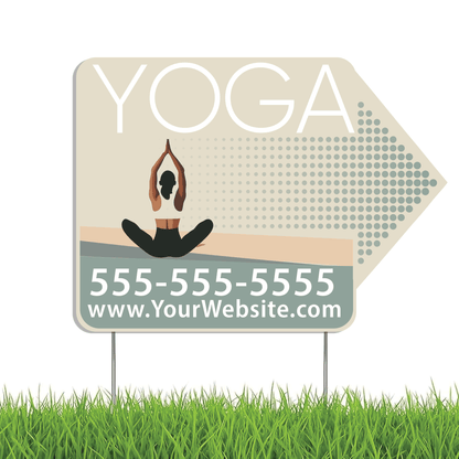 Custom Yoga Directional Yard Signs – 23"x17" | 10 - Pack | 20 EZ Stakes Included