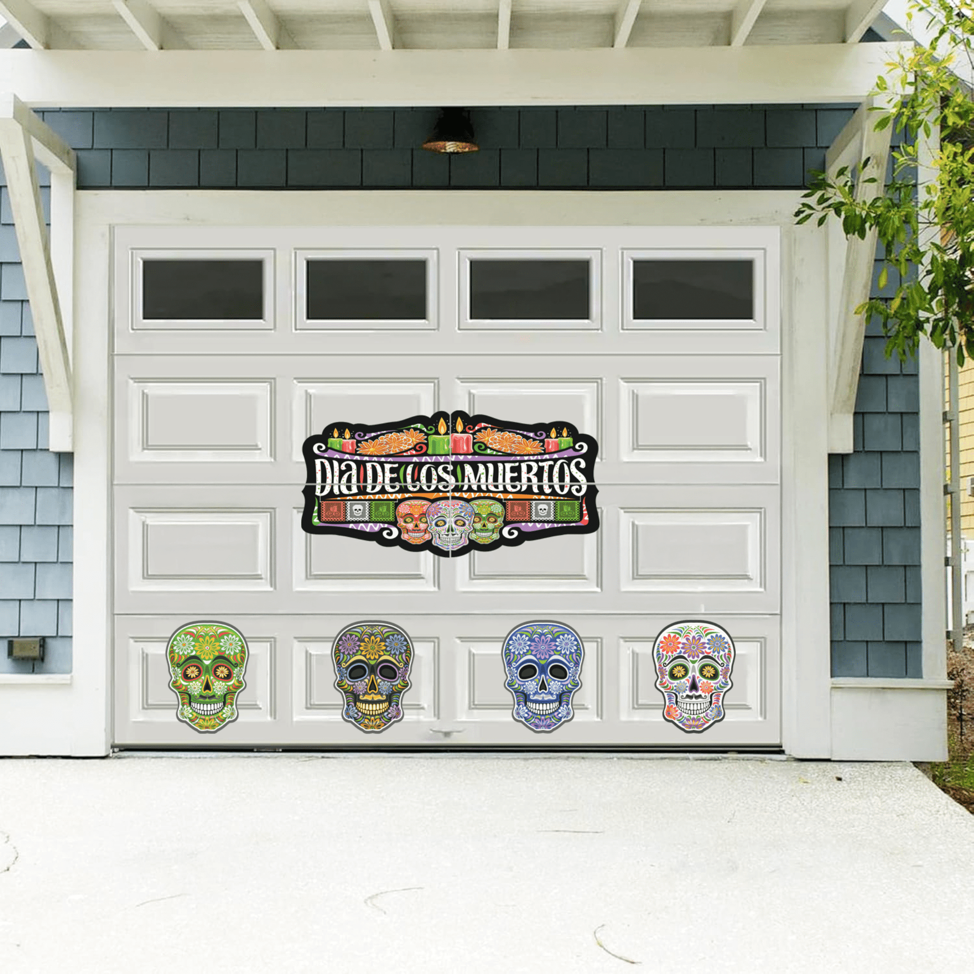 Day of The Dead Garage Door Magnets 8pc Dia de Los Muertos Decorations Set Waterproof Outdoor Sugar Skull Magnets
