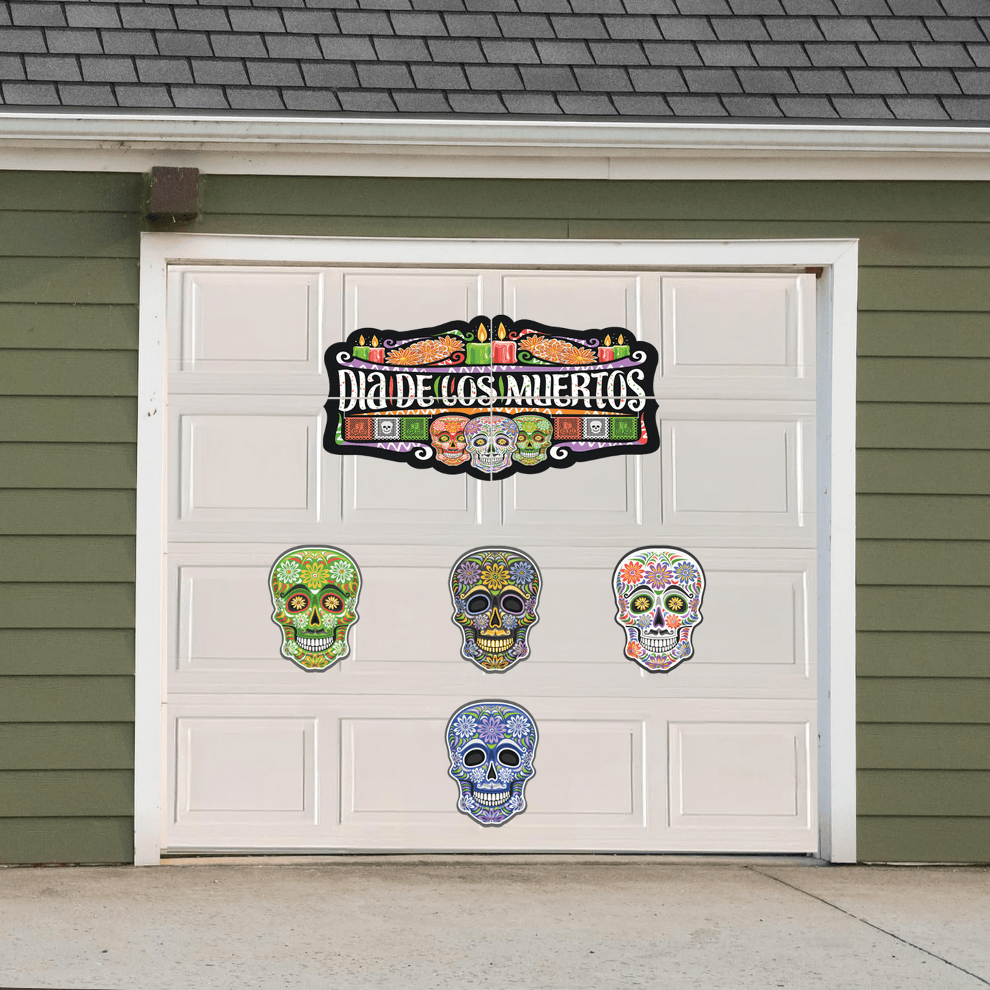 Day of The Dead Garage Door Magnets 8pc Dia de Los Muertos Decorations Set Waterproof Outdoor Sugar Skull Magnets
