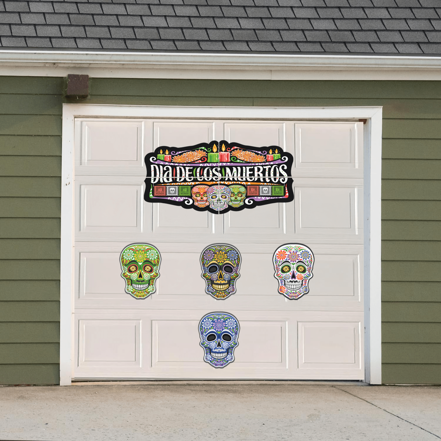 Day of The Dead Garage Door Magnets 8pc Dia de Los Muertos Decorations Set Waterproof Outdoor Sugar Skull Magnets