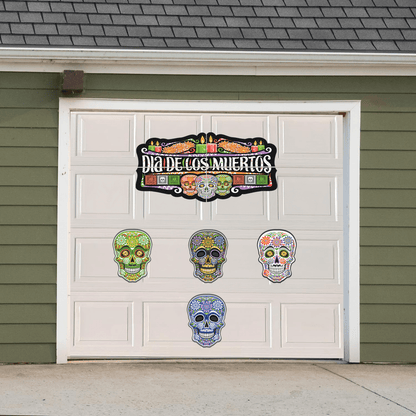 Day of The Dead Garage Door Magnets 8pc Dia de Los Muertos Decorations Set Waterproof Outdoor Sugar Skull Magnets