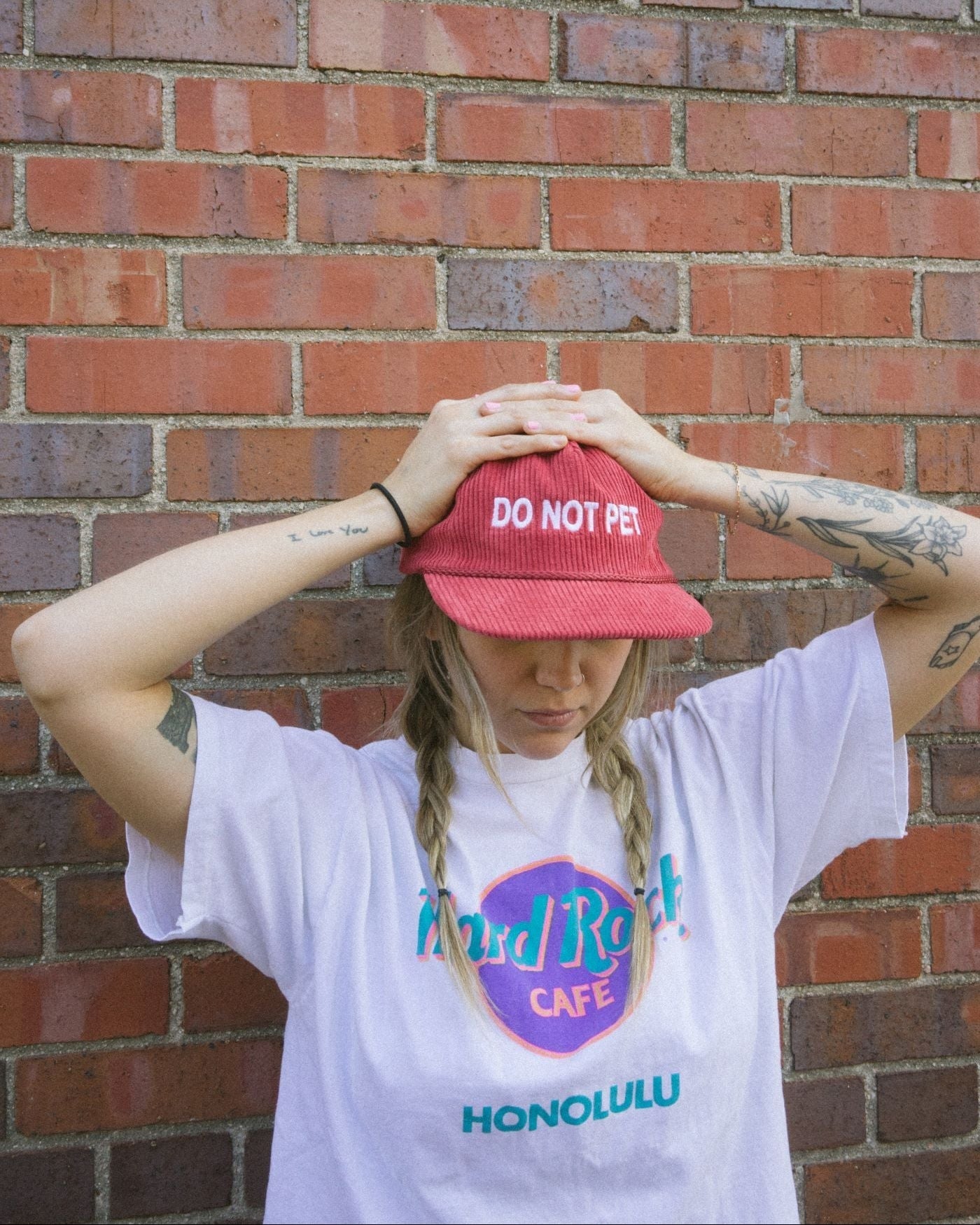 DO NOT PET - Brick Red Corduroy Hat