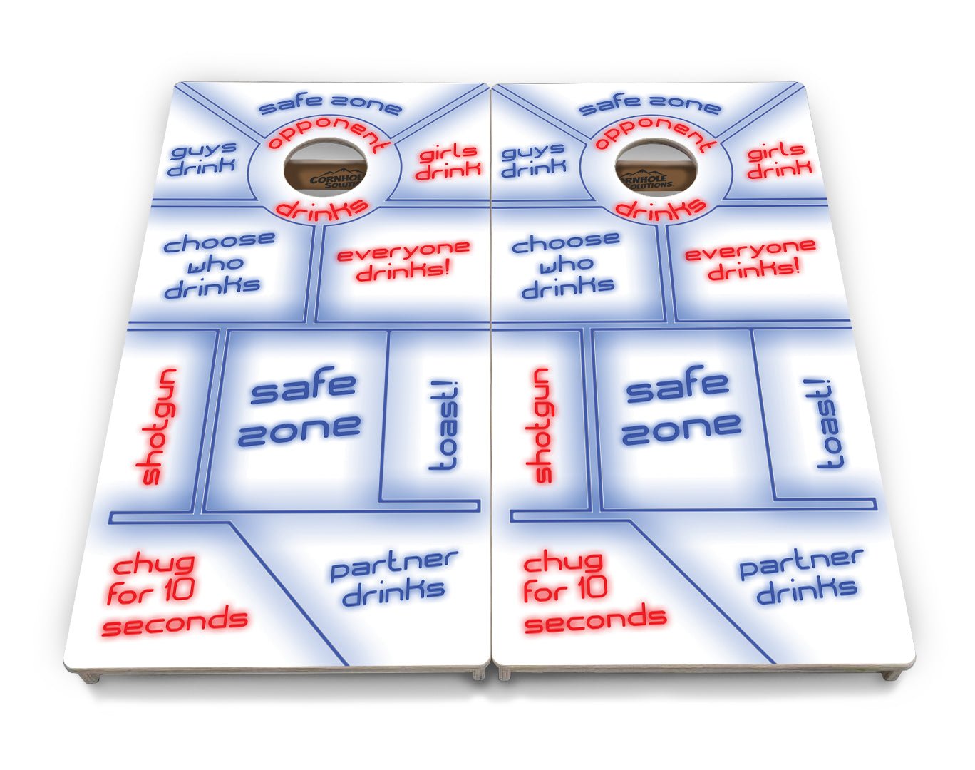 Drinking Game White Background Cornhole Boards - Professional Tournament Series
