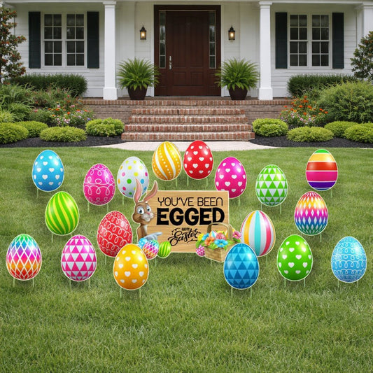 Easter Bunny 'You've Been Egged' Yard Decoration Display 19 pc set