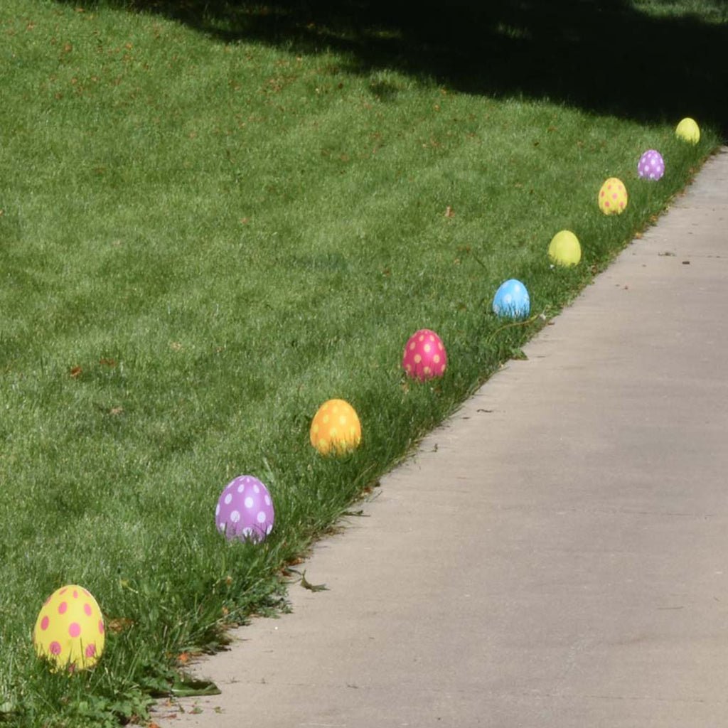 Easter Egg Flat Pathway Markers Yard Decorations 18 piece set