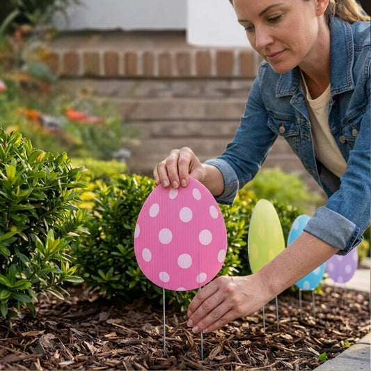 Easter Egg Flat Pathway Markers Yard Decorations 18 piece set