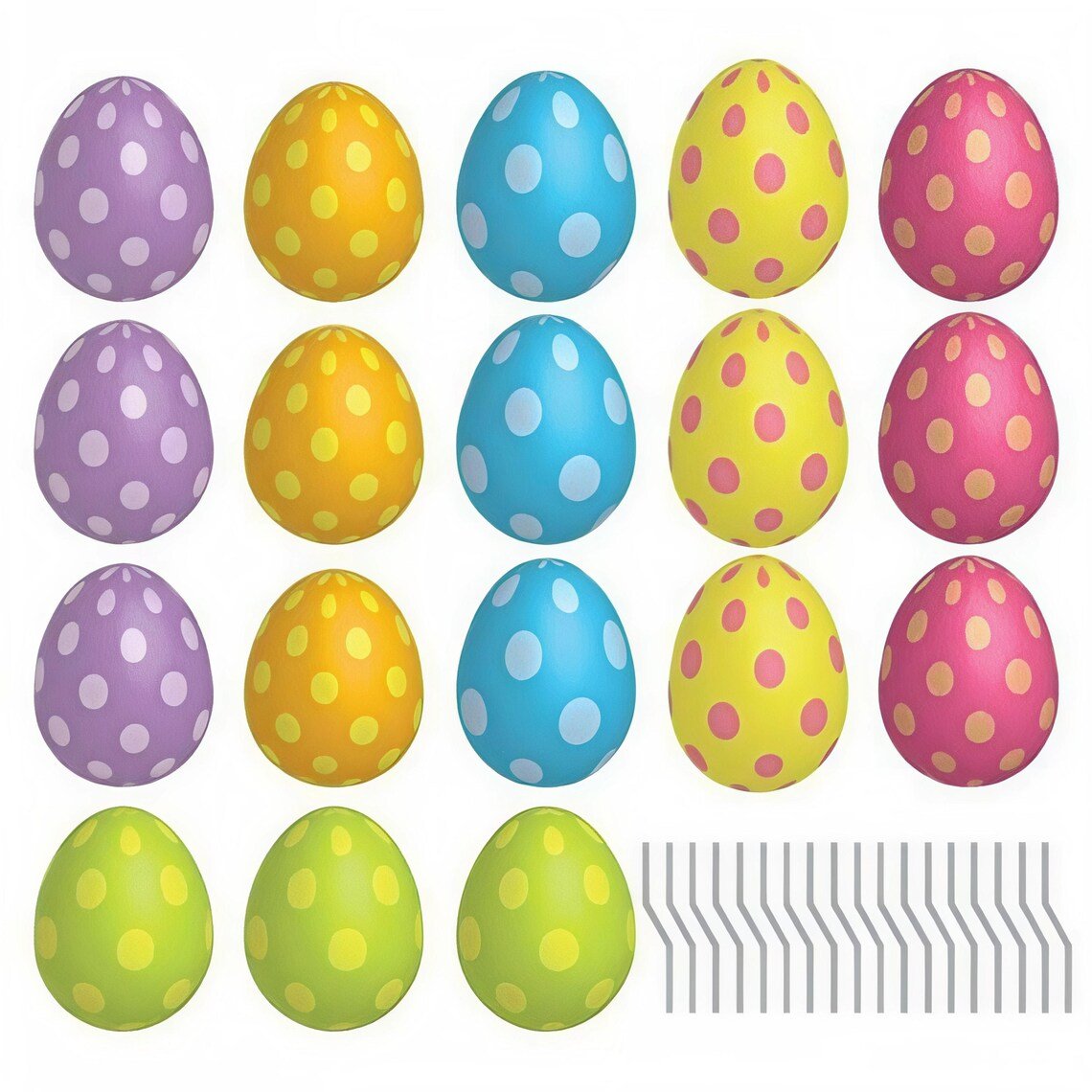 Easter Egg Flat Pathway Markers Yard Decorations 18 piece set
