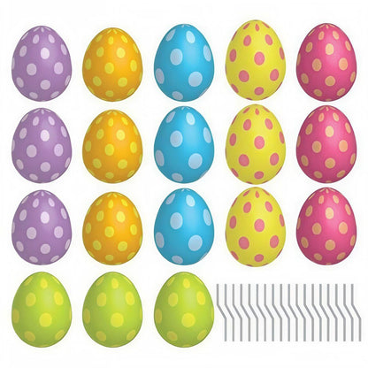 Easter Egg Flat Pathway Markers Yard Decorations 18 piece set