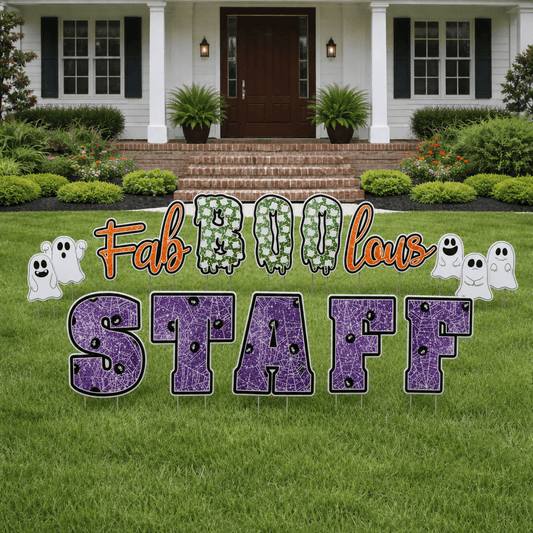 Fab-Boo-Lous Staff Yard Decoration – 15-Piece Halloween Staff Appreciation Yard Sign Set