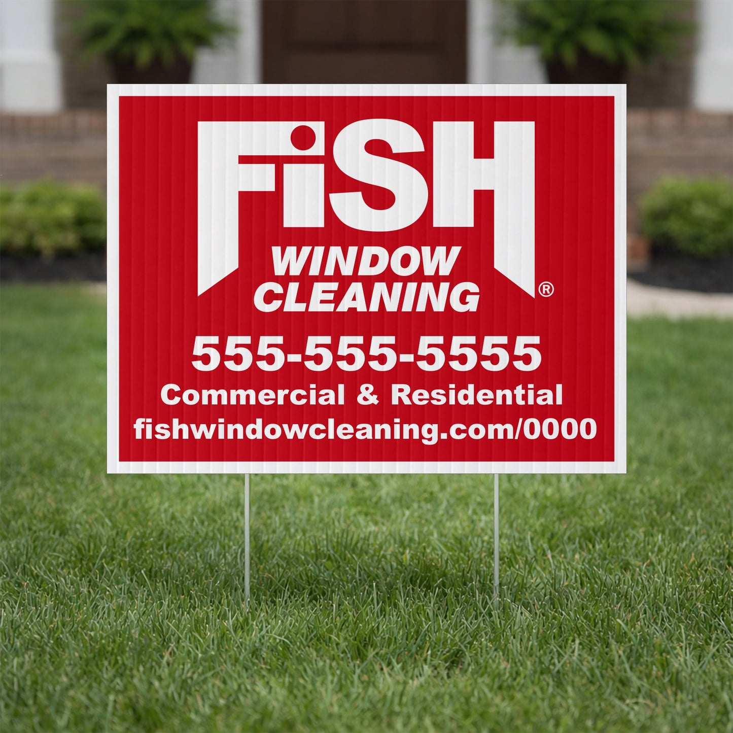 Fish Window Cleaning 18"x24" Yard Signs – Two - Sided with EZ Stakes Included