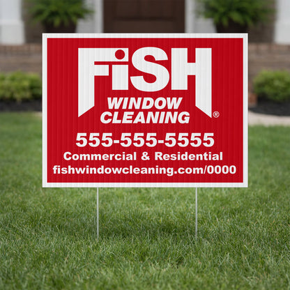 Fish Window Cleaning 18"x24" Yard Signs – Two - Sided with EZ Stakes Included
