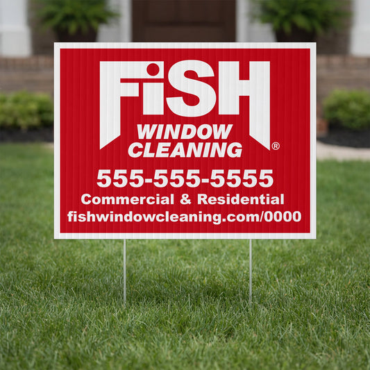 Fish Window Cleaning 18"x24" Yard Signs – Two - Sided with EZ Stakes Included