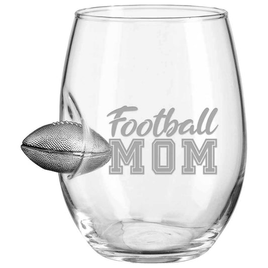 Football Mom Glass – BenShot Handcrafted Glass with Football | Made in USA