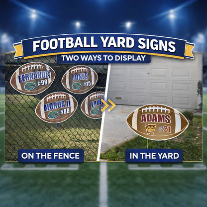 Football Shaped Team & Player Fence & Yard Signs