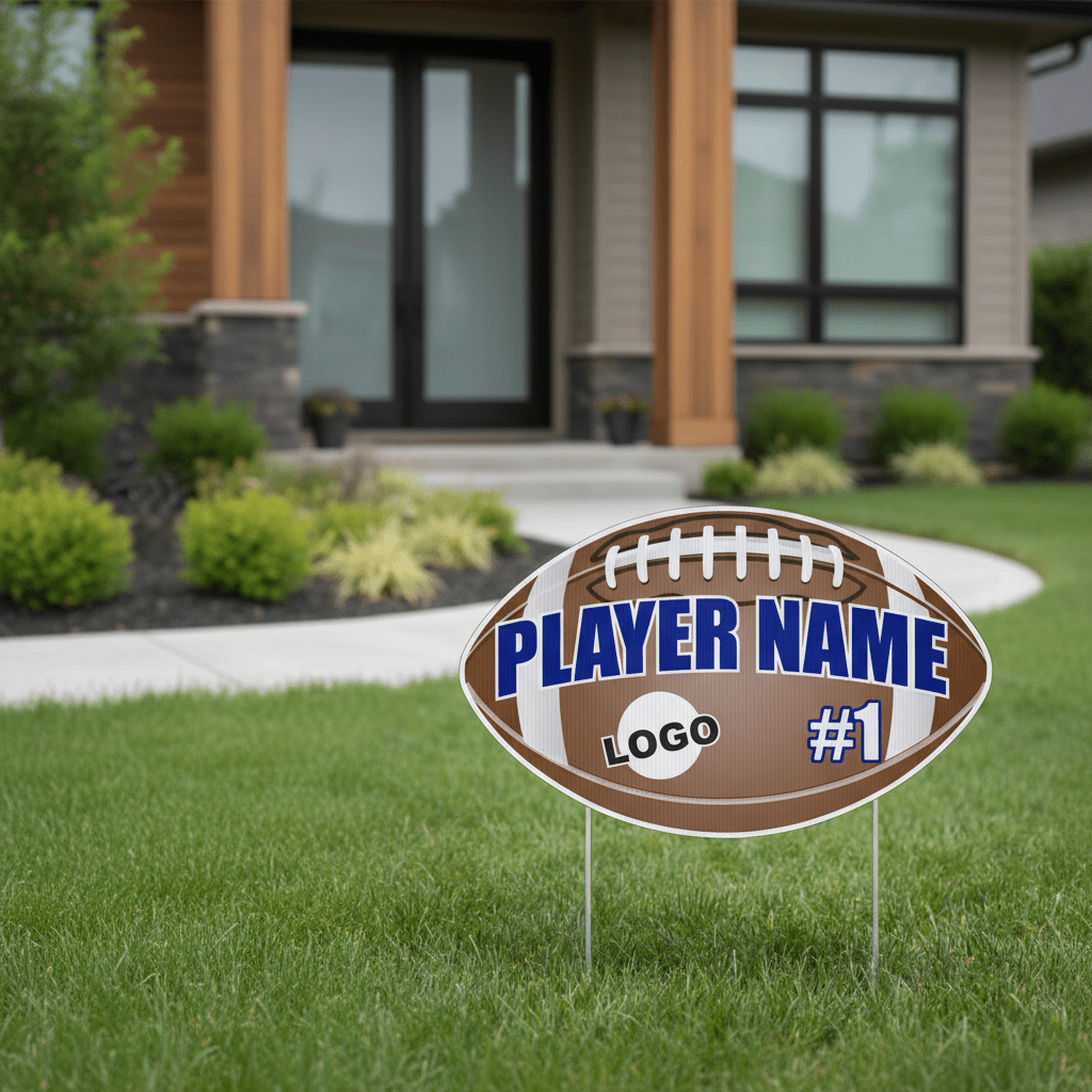 Football Shaped Team & Player Fence & Yard Signs