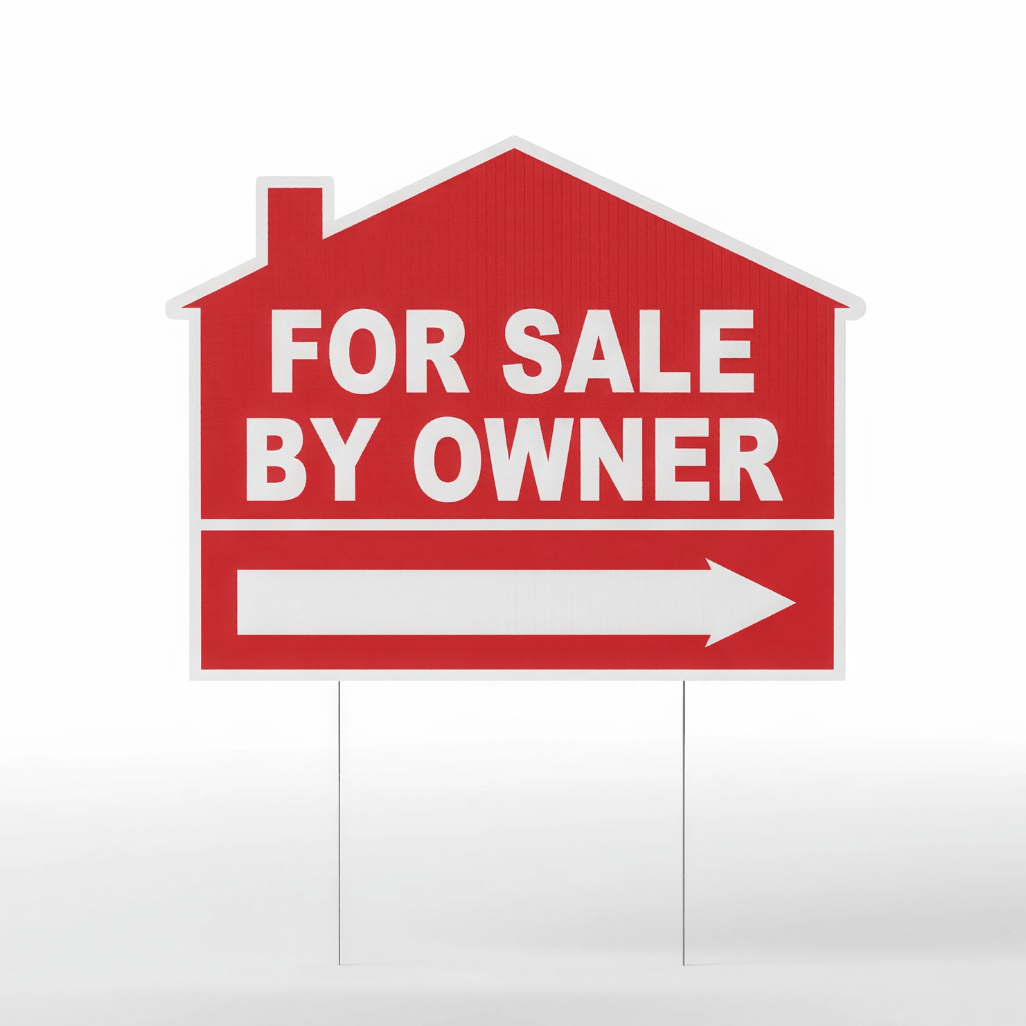 For Sale By Owner Yard Sign – House Shaped FSBO Real Estate Lawn Sign with Stakes | Double - Sided Outdoor Sign