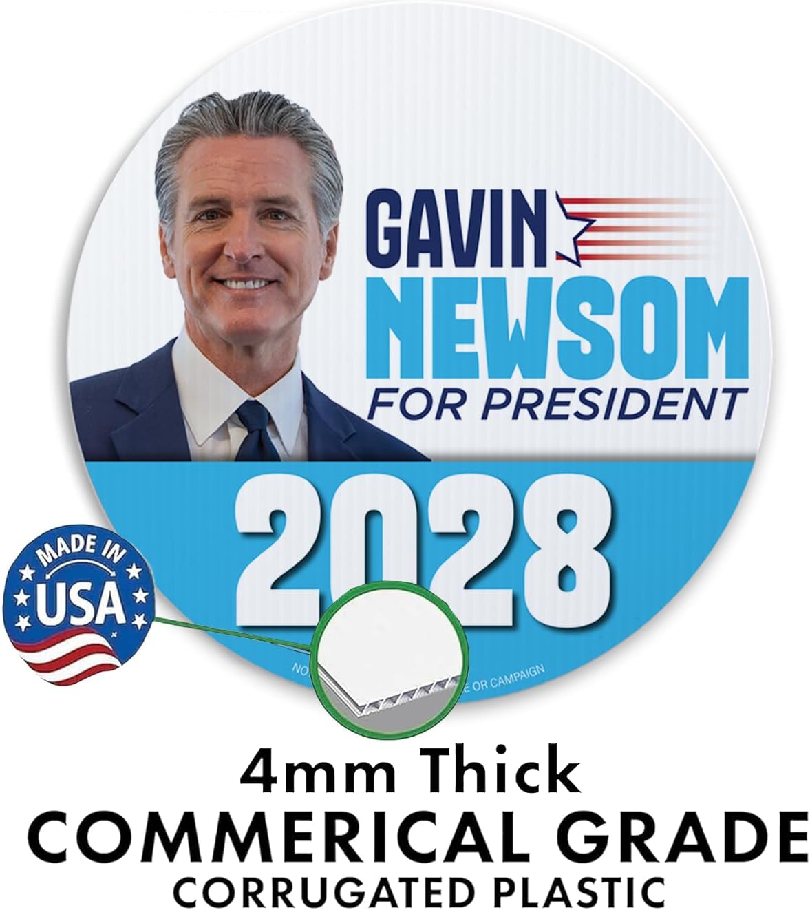 Gavin Newsom 2028 Yard Signs | 10 - Pack| Two - Sided | Gavin Newsom for President Signs 20 EZ Stakes Included