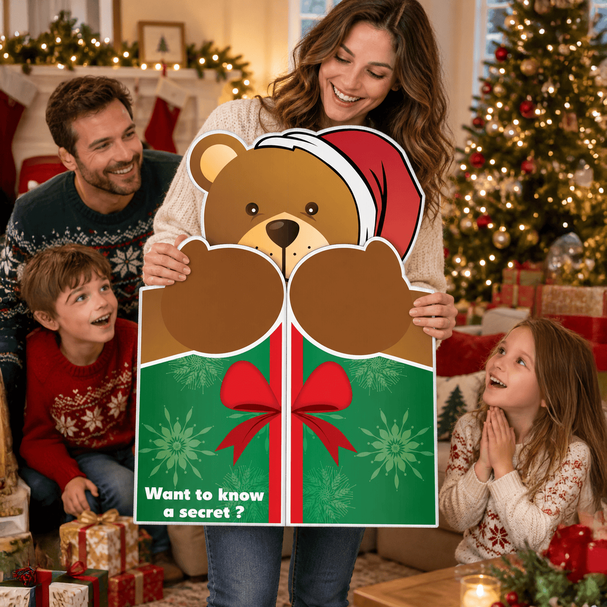 Giant Green Christmas Bear Hug Card
