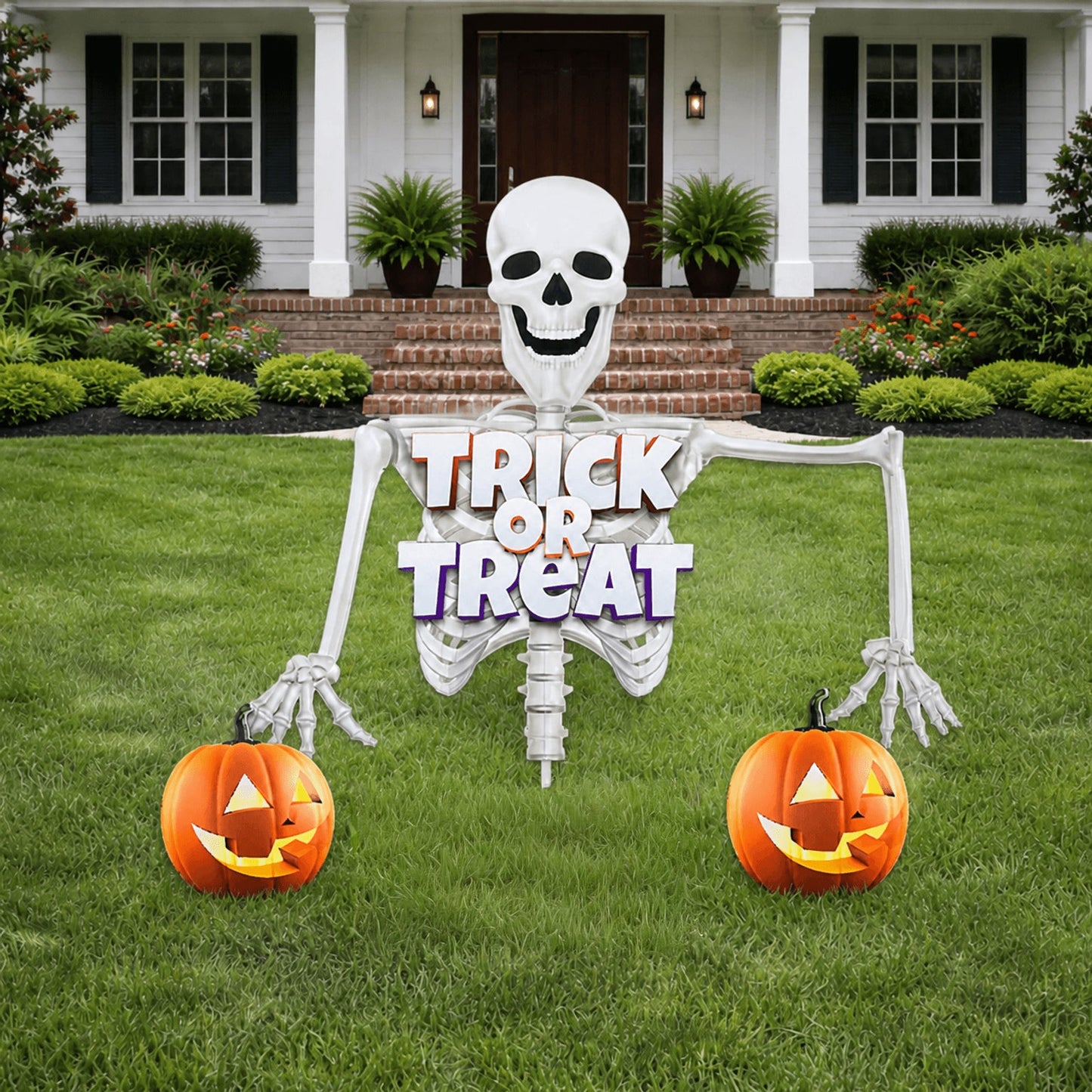 Giant Halloween Skeleton Yard Sign Set, 5 Feet Tall - Includes Stakes