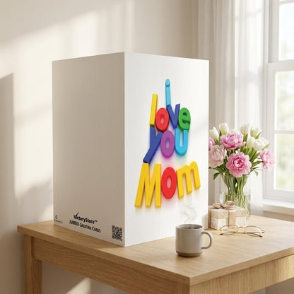 Giant "I Love You Mom" Mother's Day Greeting Card – 2x3 Foot with Jumbo Envelope