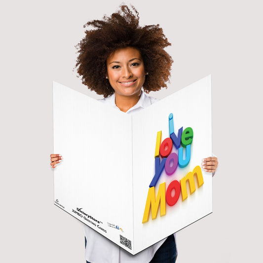 Giant "I Love You Mom" Mother's Day Greeting Card – 2x3 Foot with Jumbo Envelope