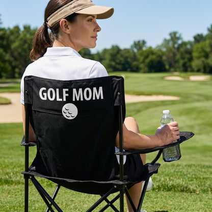 Golf Mom Black Folding Camping Chair