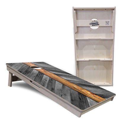 Grey Herringbone Cornhole Boards - Professional Tournament Series
