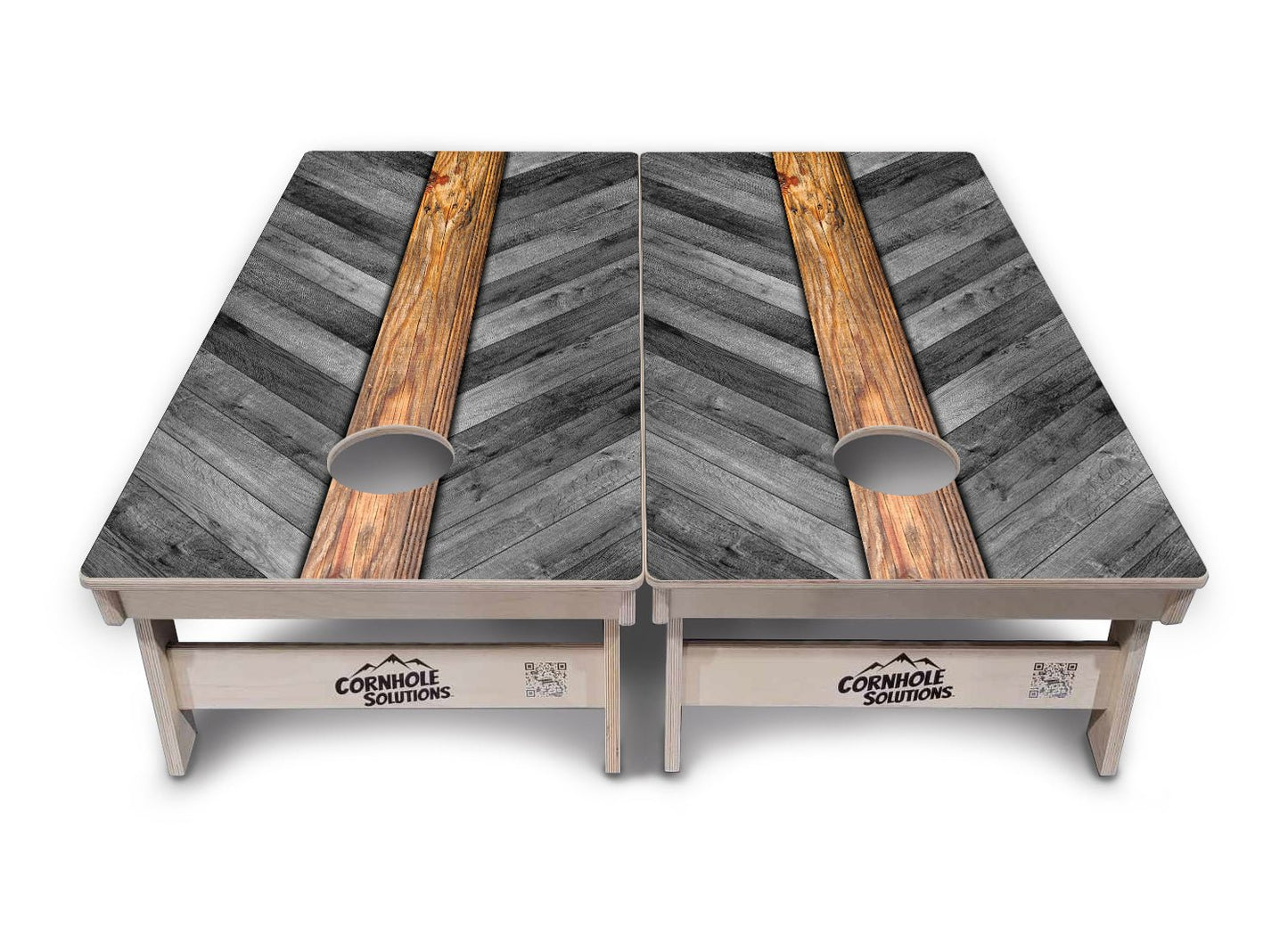 Grey Herringbone Cornhole Boards - Professional Tournament Series