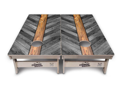 Grey Herringbone Cornhole Boards - Professional Tournament Series