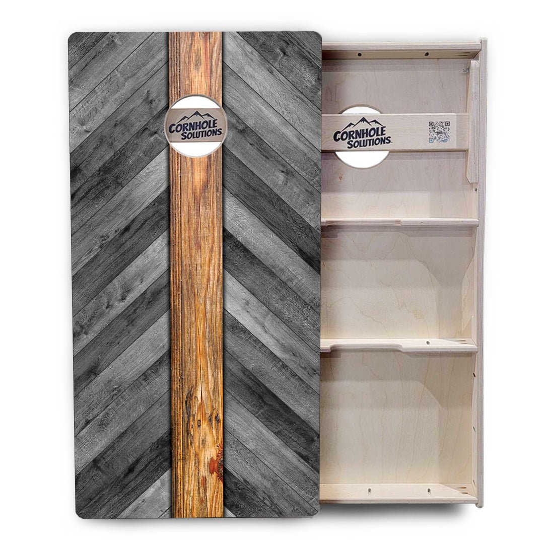 Grey Herringbone Cornhole Boards - Professional Tournament Series