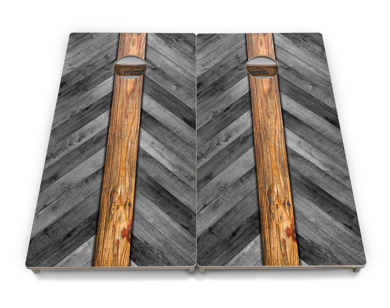 Grey Herringbone Cornhole Boards - Professional Tournament Series