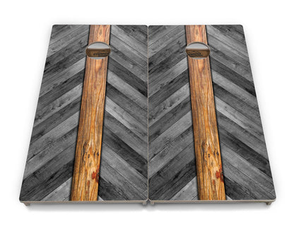 Grey Herringbone Cornhole Boards - Professional Tournament Series