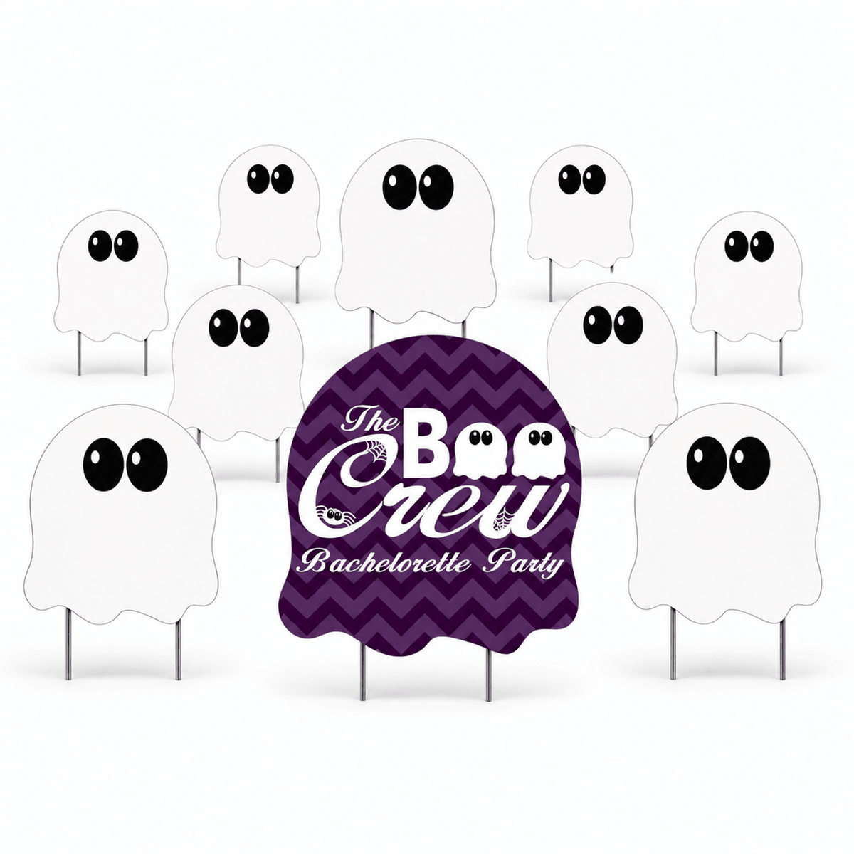 Halloween Bachelorette Boo Crew Yard Signs – 10-Piece Bridal Party Lawn Decoration Set with Stakes