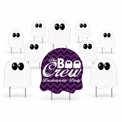Halloween Bachelorette Boo Crew Yard Signs – 10-Piece Bridal Party Lawn Decoration Set with Stakes
