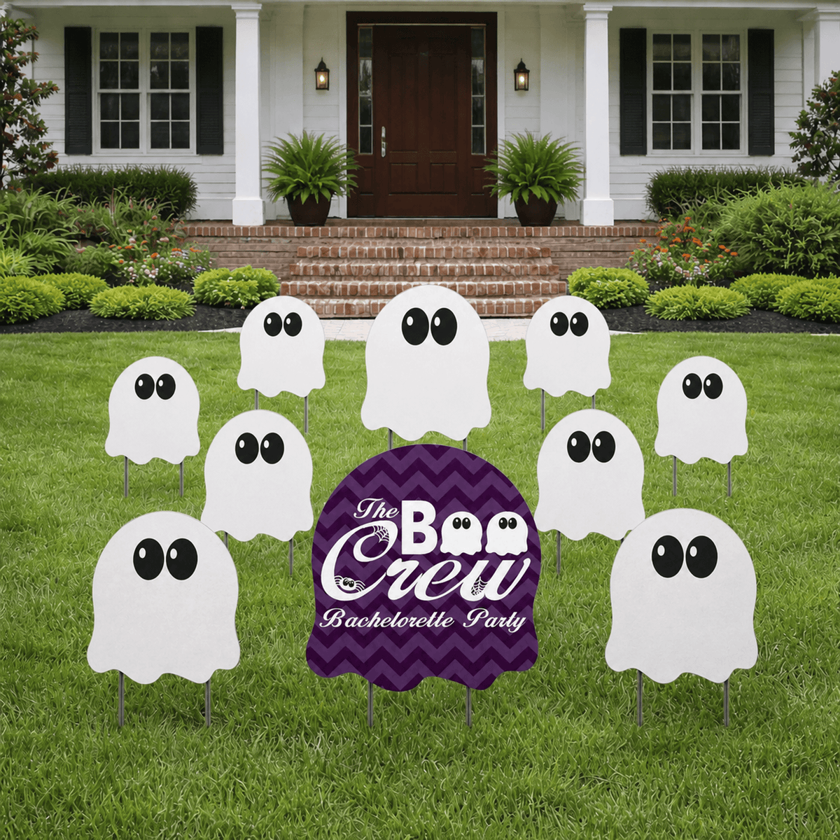 Halloween Bachelorette Boo Crew Yard Signs – 10-Piece Bridal Party Lawn Decoration Set with Stakes