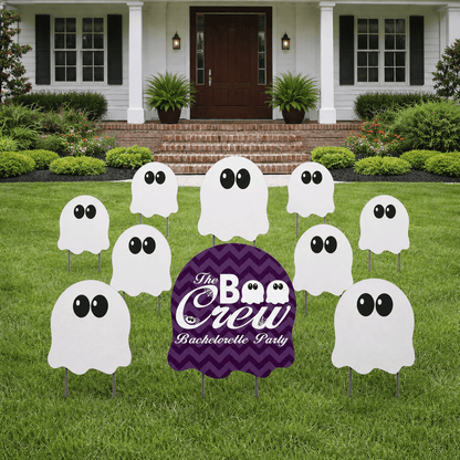 Halloween Bachelorette Boo Crew Yard Signs – 10-Piece Bridal Party Lawn Decoration Set with Stakes