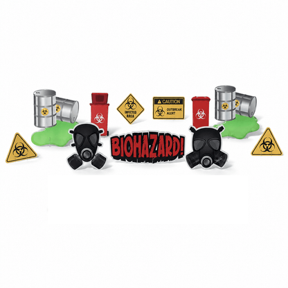 Halloween Biohazard Yard Sign Set – 11-Piece Outdoor Hazard Lawn Decorations with Stakes