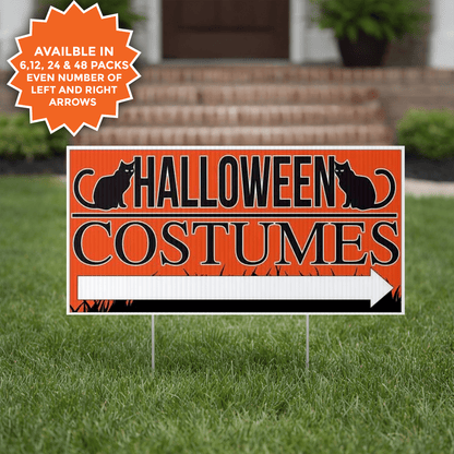 Halloween Costumes Directional Yard Signs – 12x24 Outdoor Arrow Signs with Stakes