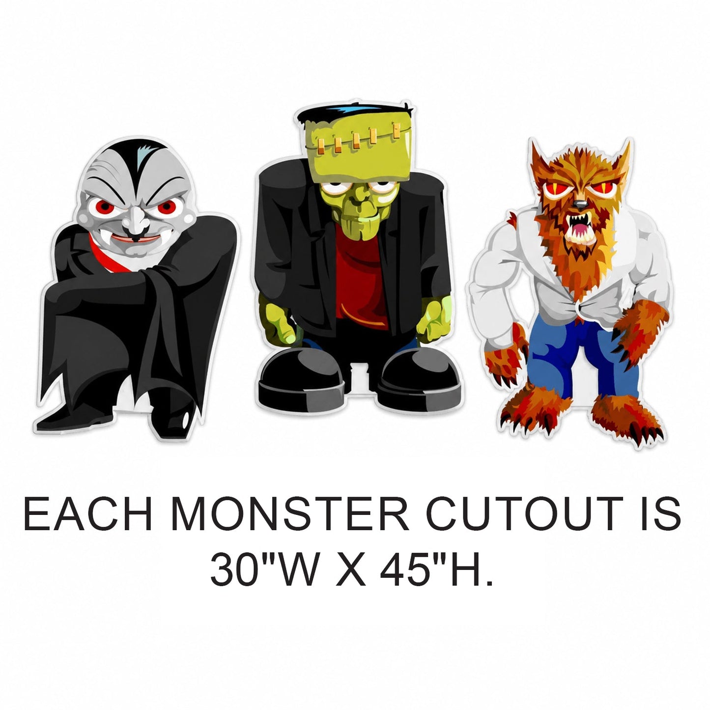 Halloween Frankenstein, Werewolf, and Dracula Yard Card with easels