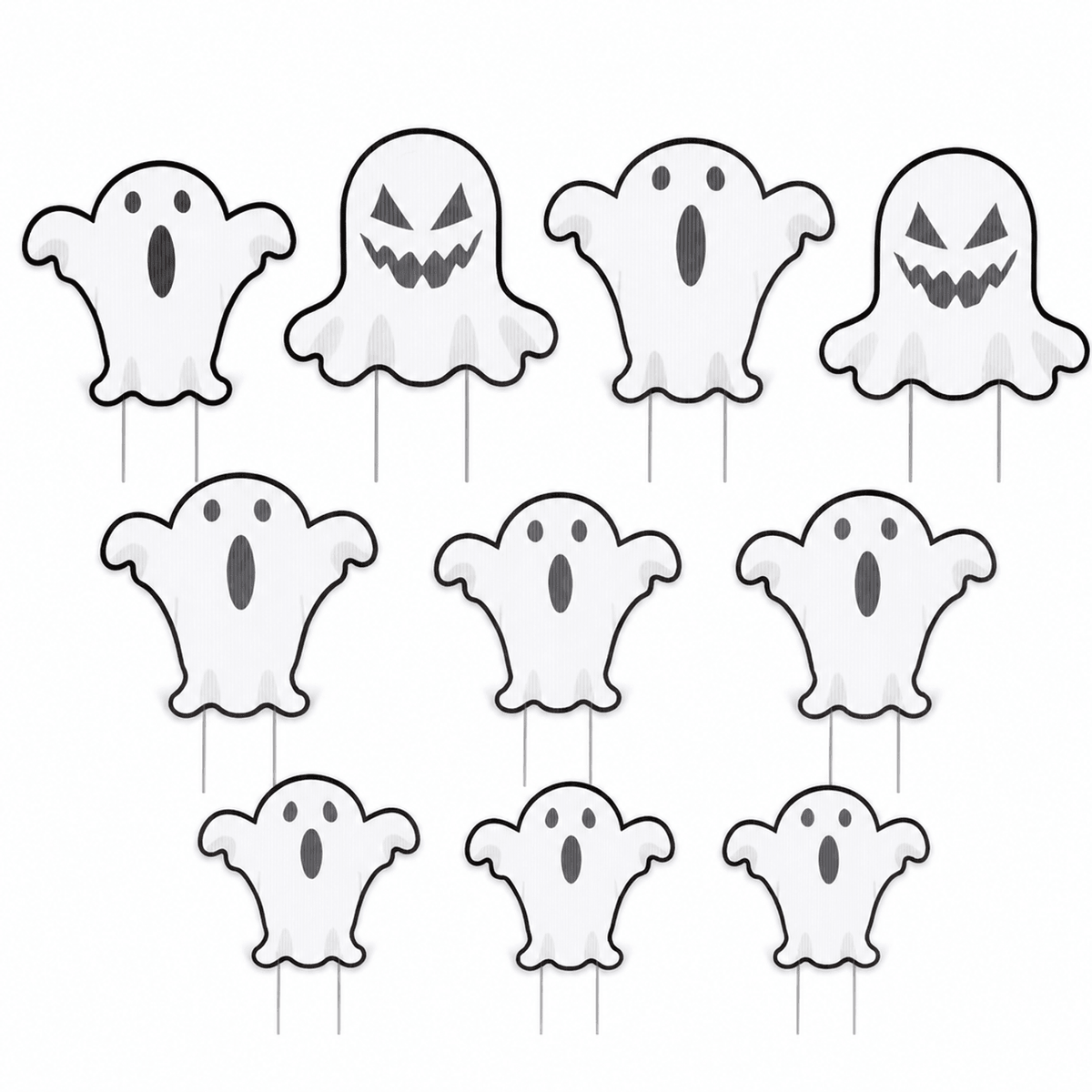 Halloween Ghost Yard Decorations – 10-Piece Outdoor Ghost Accessory Set with Stakes