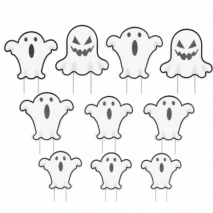 Halloween Ghost Yard Decorations – 10-Piece Outdoor Ghost Accessory Set with Stakes