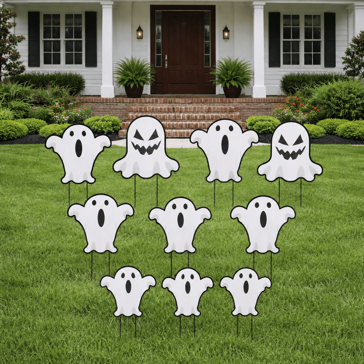 Halloween Ghost Yard Decorations – 10-Piece Outdoor Ghost Accessory Set with Stakes