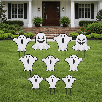 Halloween Ghost Yard Decorations – 10-Piece Outdoor Ghost Accessory Set with Stakes