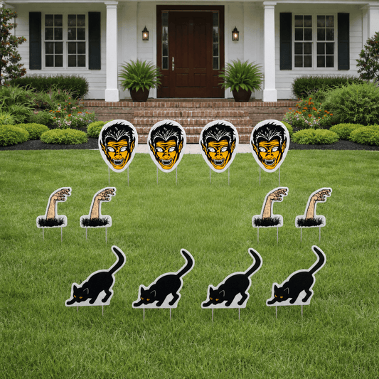 Halloween Goblins, Cats, and Zombie Yard Card Pathway Markers 12 piece set