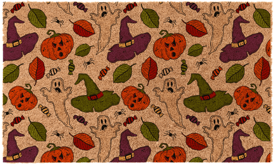 Halloween Pattern Witch Doormat - Coir Fiber