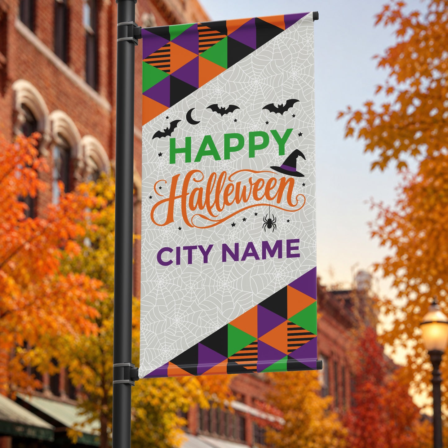 24"x48" Halloween Pole Banner, Geometric