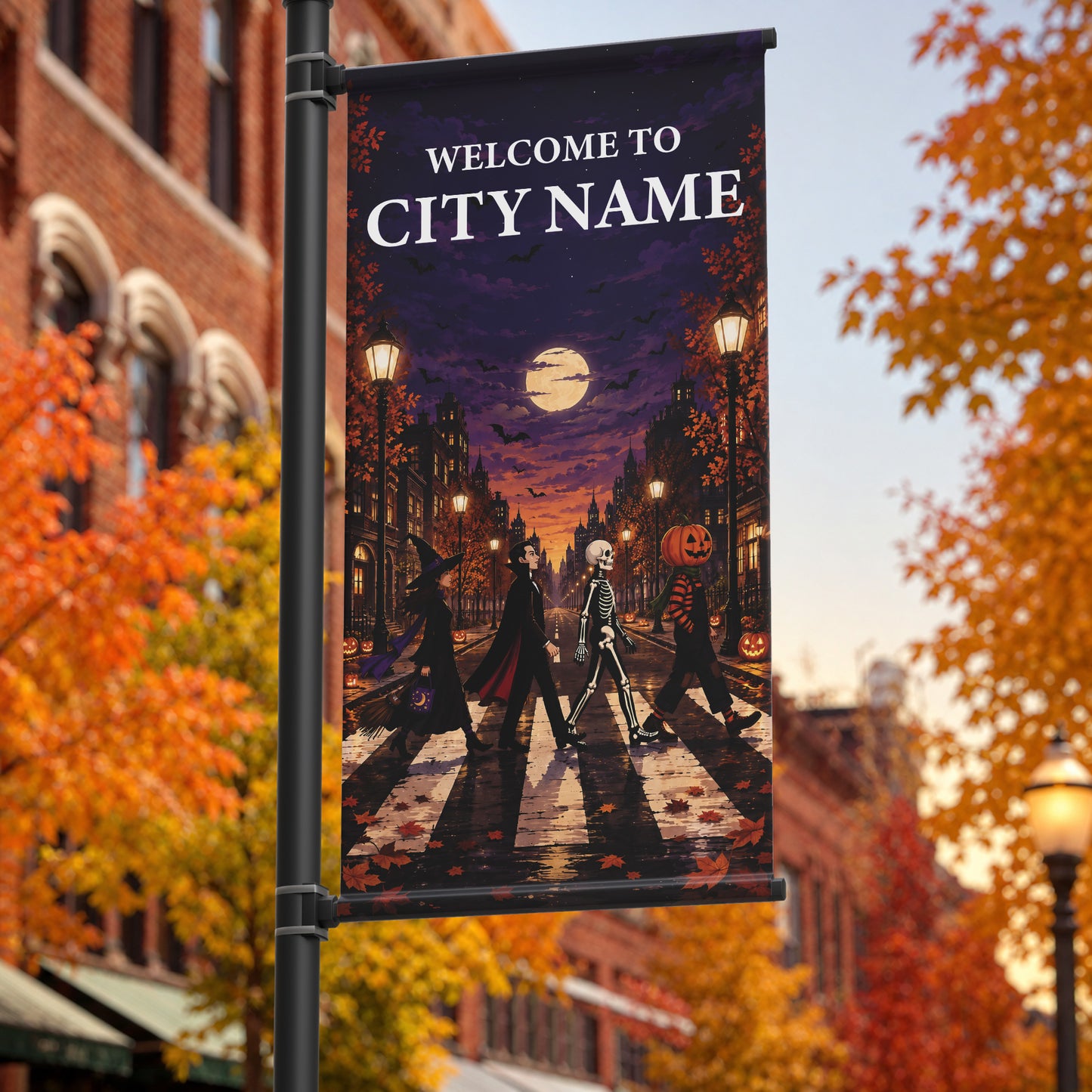 24"x48" Halloween Pole Banner, Spooky Stroll