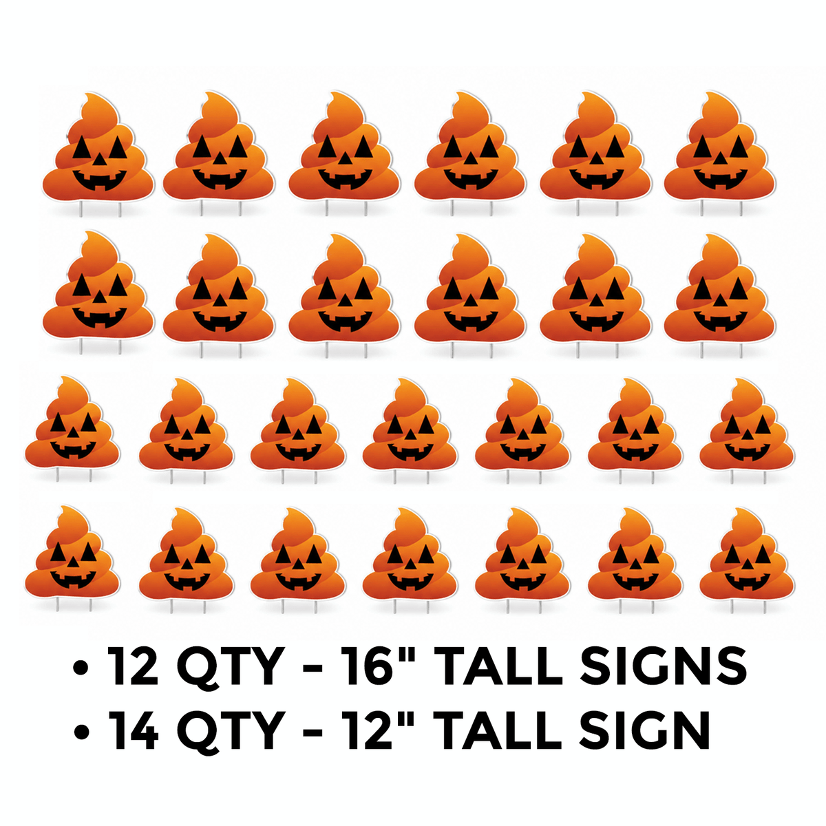 Halloween Pumpkin Poop Emoji Yard Decorations – 26-Piece Outdoor Lawn Sign Set with Stakes